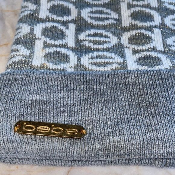 BEBE  Hat ‎ Gray/White with Logo Beanie Pom Ski One Size main image 6